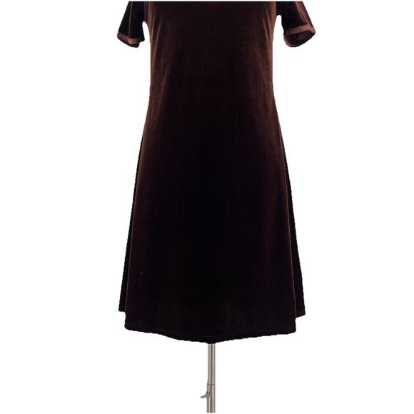 Vtg Carol Little Dark Brown Velvet Stretch Mini Dress M Y2K 90s Goth Grunge - Picture 3 of 8